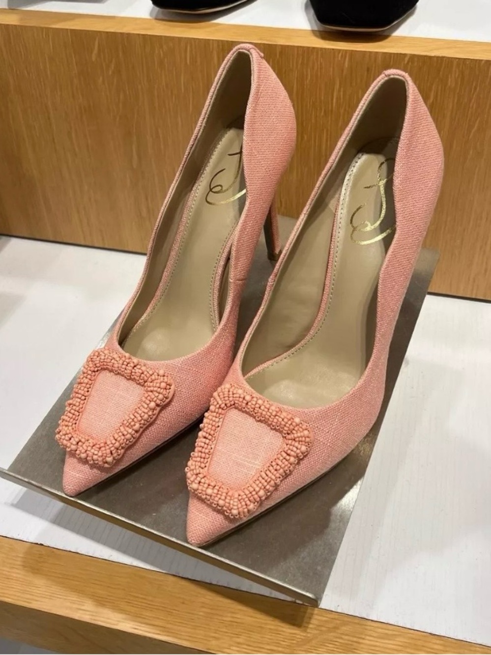 Sam Edelman Pink Beaded Pointed Toe Pumps - Picture 2 of 11